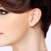 5.50 MM Round Shape Cultured Pearl and 1/6 Ctw Petite Round Cut Diamond Fashion Stud Earring in 10K Yellow Gold